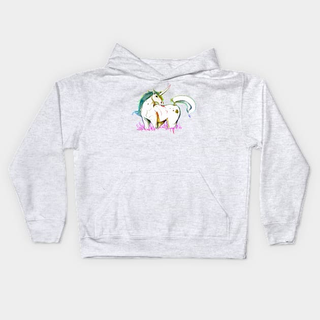 Definitely Gay Rainbow Unicorn Kids Hoodie by FishWithATopHat